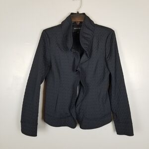 Lafayette 148 ruffle zip up blazer, size 2, black nwot
